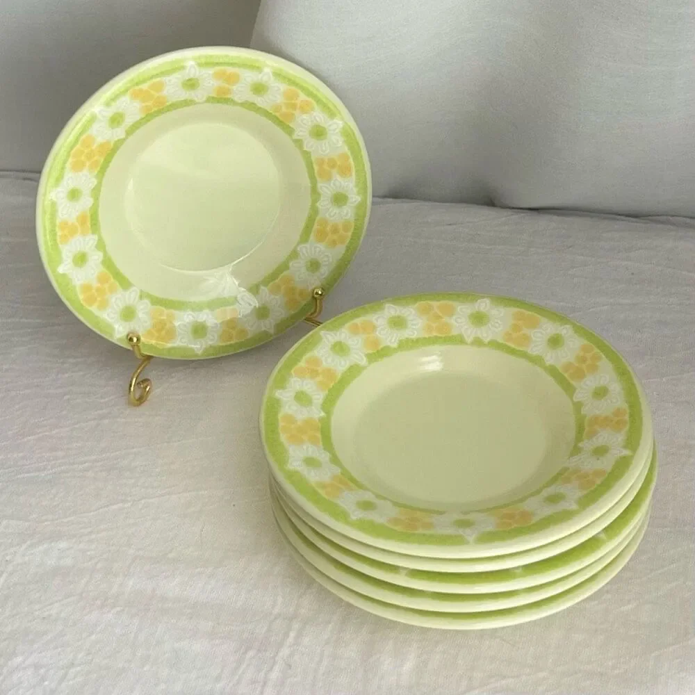 Franciscan Picnic Daisy 70s Vintage Set of 6 Saucers